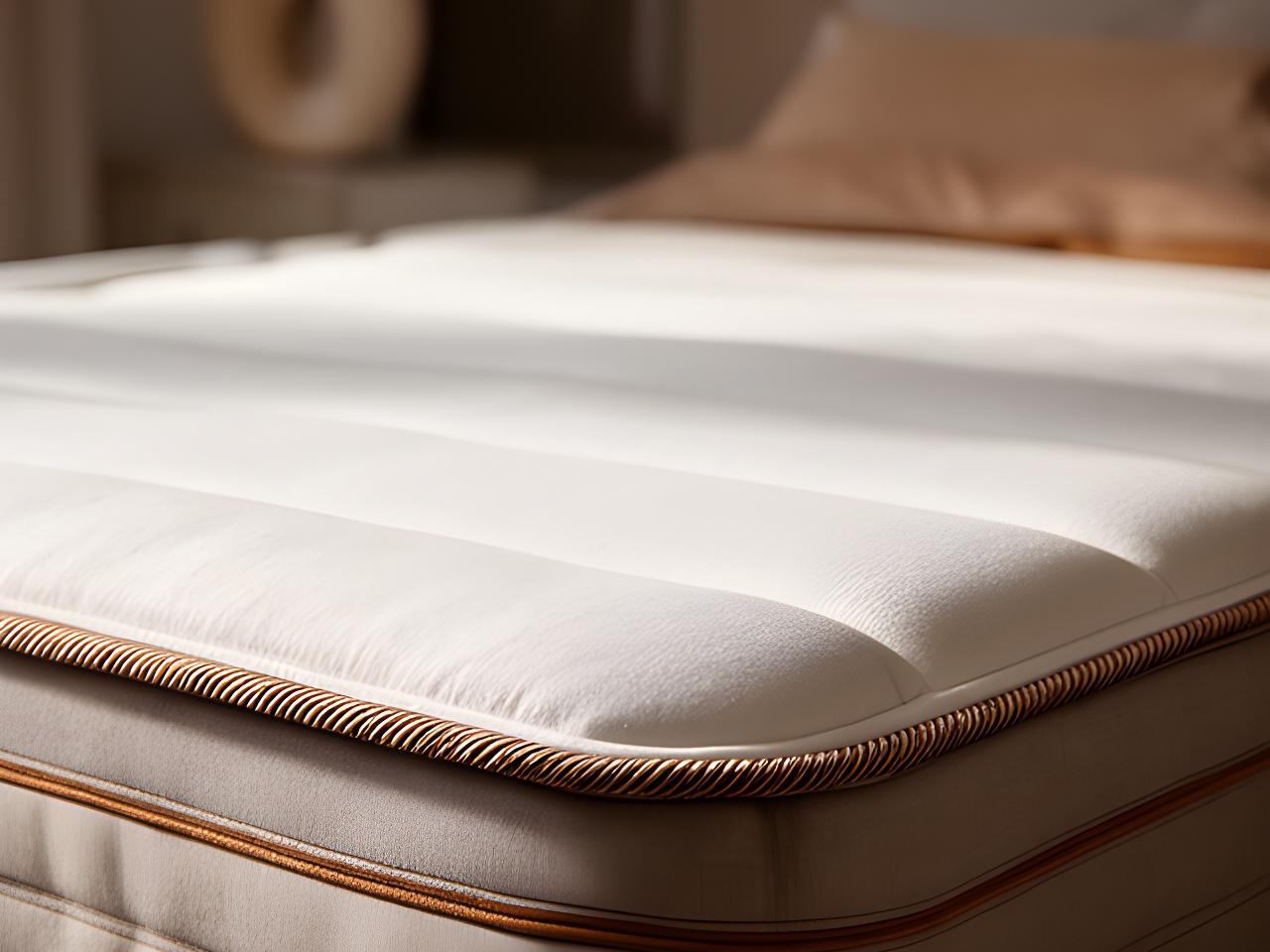 Mattress surface and stitched border in a tidy bedroom-style display