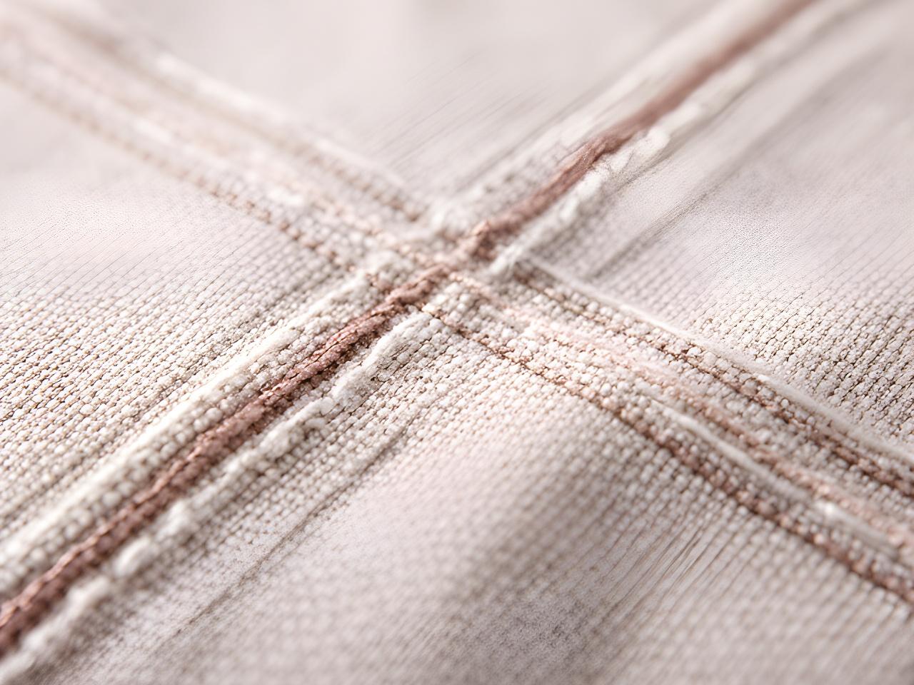 Close-up of woven bedding fabric showing texture, stitching, and a soft neutral finish